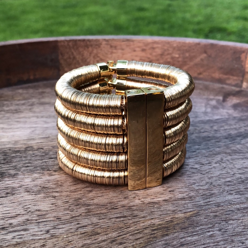 BALMAIN X H&M Gold Stacked Coil Cuff Bracelet